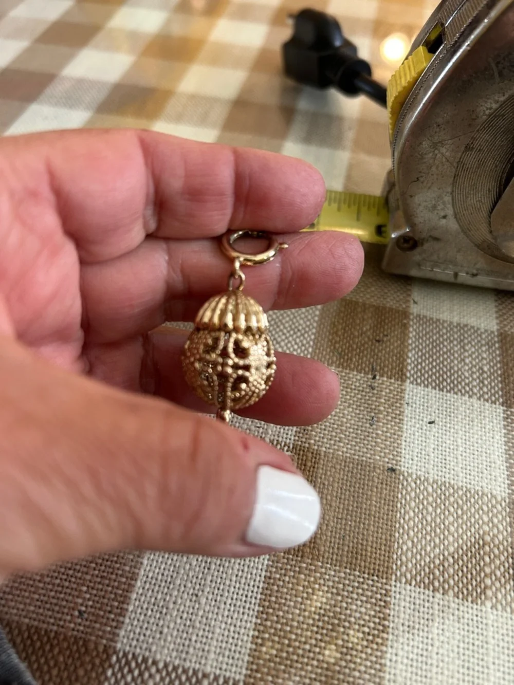 Gold Filigree Sphere Pendant Charm - Elegant Women's Jewelry - Picture 3 of 4